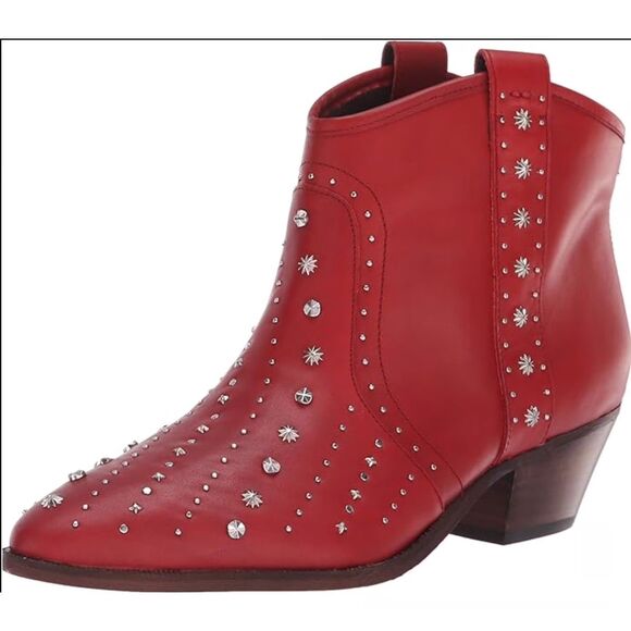 Sam Edelman Women’s Brian Red Studded Ankle Boots size 7.5 - Picture 1 of 10